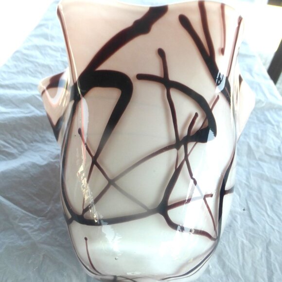 GLS1 - MARANO GLASS VASE Art Glass Hand Blown Vase Hand Blown Glass Creamy Swirl - Picture 5 of 6